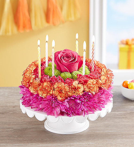 Birthday Wishes Flower Cake&reg; Vibrant